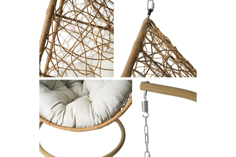 Fogo Hängstol Utomhus - Hängfåtölj - Hänggunga med stativ till balkong uteplats 95 cm - Brun/Beige - Utemöbler & utemiljö - Utestol & trädgårdsstol - Hängfåtölj & hängstol utomhus