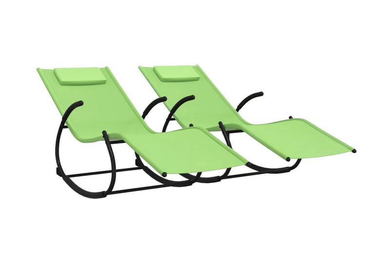 Gungande solsängar 2 st grön stål och textilene - Grön - Solsäng & solvagn