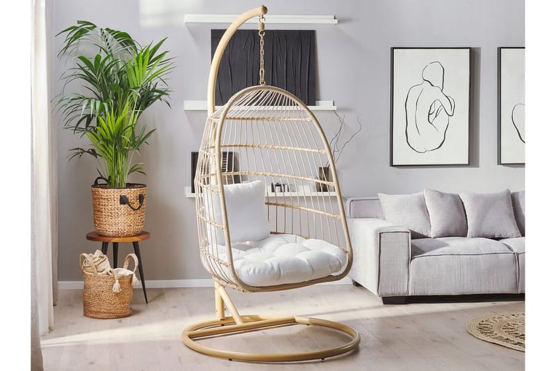 Allera Hängstol Utomhus med Stativ - Beige/Vit - Utemöbler & utemiljö - Utestol & trädgårdsstol - Hängfåtölj & hängstol utomhus