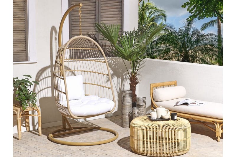 Allera Hängstol Utomhus med Stativ - Beige/Vit - Utemöbler & utemiljö - Utestol & trädgårdsstol - Hängfåtölj & hängstol utomhus