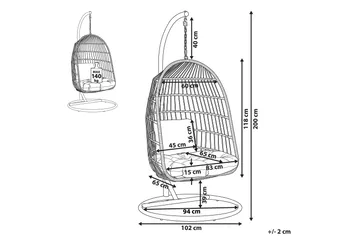 Allera Hängstol Utomhus med Stativ - Beige/Vit - Utemöbler & utemiljö - Utestol & trädgårdsstol - Hängfåtölj & hängstol utomhus