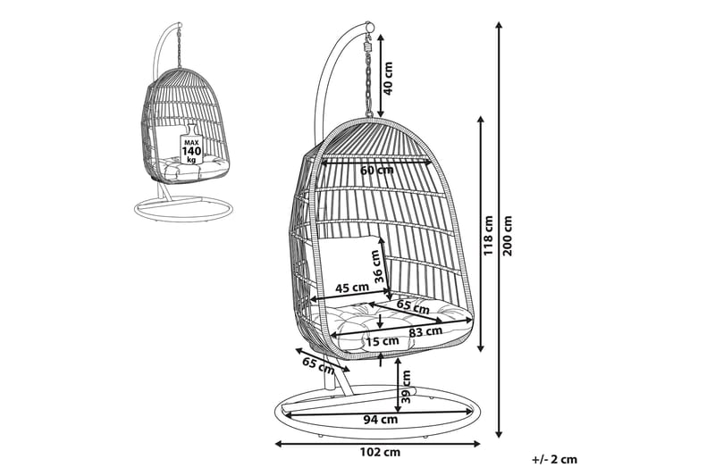 Allera Hängstol Utomhus med Stativ - Beige/Vit - Utemöbler & utemiljö - Utestol & trädgårdsstol - Hängfåtölj & hängstol utomhus