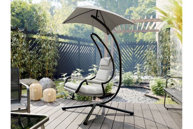Hängstol Utomhus - Hägfåtölj - Hänggunga med stativ och ställning med tak för balkong och uteplats - Svart|Grå - Utemöbler & utemiljö - Utestol & trädgårdsstol - Hängfåtölj & hängstol utomhus
