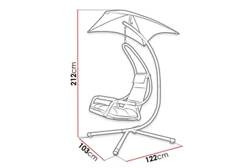 Hängstol Utomhus - Hägfåtölj - Hänggunga med stativ och ställning med tak för balkong och uteplats - Svart|Grå - Utemöbler & utemiljö - Utestol & trädgårdsstol - Hängfåtölj & hängstol utomhus