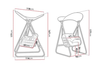 Hängstol Utomhus Kintore 96 cm 177x - Grå - Utemöbler & utemiljö - Utestol & trädgårdsstol - Hängfåtölj & hängstol utomhus