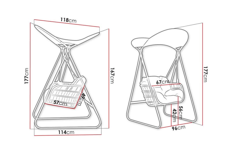 Hängstol Utomhus Kintore 96 cm 177x - Grå - Utemöbler & utemiljö - Utestol & trädgårdsstol - Hängfåtölj & hängstol utomhus