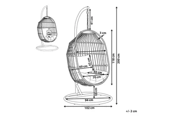 Hängstol Utomhus med stativ konstrotting beige ALBA - Trä/natur - Utemöbler & utemiljö - Utestol & trädgårdsstol - Hängfåtölj & hängstol utomhus