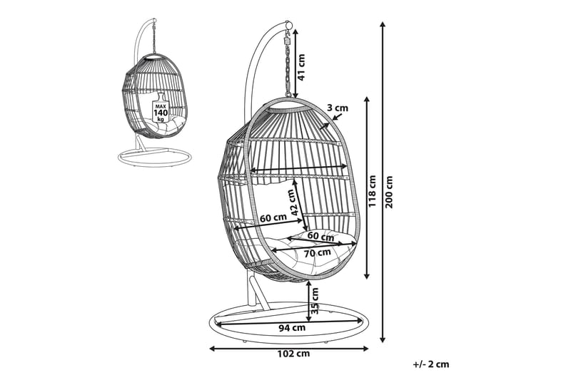 Hängstol Utomhus med stativ konstrotting beige ALBA - Trä/natur - Utemöbler & utemiljö - Utestol & trädgårdsstol - Hängfåtölj & hängstol utomhus