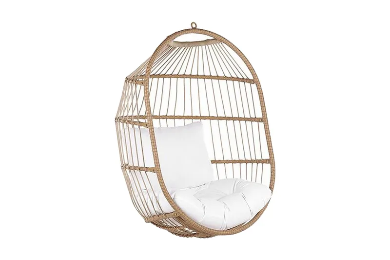 Hängstol Utomhus med stativ konstrotting beige ALBA - Trä/natur - Utemöbler & utemiljö - Utestol & trädgårdsstol - Hängfåtölj & hängstol utomhus