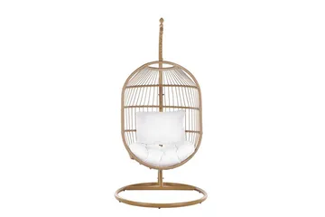 Hängstol Utomhus med stativ konstrotting beige ALBA - Trä/natur - Utemöbler & utemiljö - Utestol & trädgårdsstol - Hängfåtölj & hängstol utomhus