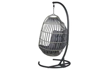 Hängstol Utomhus med stativ konstrotting mörkgrå SESIA - Grå - Utemöbler & utemiljö - Utestol & trädgårdsstol - Hängfåtölj & hängstol utomhus