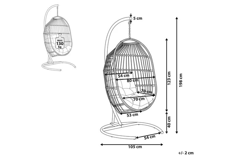Hängstol Utomhus med stativ konstrotting mörkgrå SESIA - Grå - Utemöbler & utemiljö - Utestol & trädgårdsstol - Hängfåtölj & hängstol utomhus