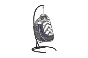 Hängstol Utomhus med stativ konstrotting mörkgrå SESIA - Grå - Utemöbler & utemiljö - Utestol & trädgårdsstol - Hängfåtölj & hängstol utomhus