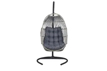 Hängstol Utomhus med stativ konstrotting mörkgrå SESIA - Grå - Utemöbler & utemiljö - Utestol & trädgårdsstol - Hängfåtölj & hängstol utomhus