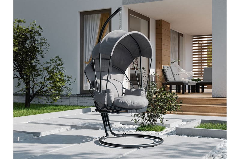 Hängstol utomhus med stativ och ställning med tak - Hänggunga - Hängfåtölj - Svart - Utemöbler & utemiljö - Utestol & trädgårdsstol - Hängfåtölj & hängstol utomhus