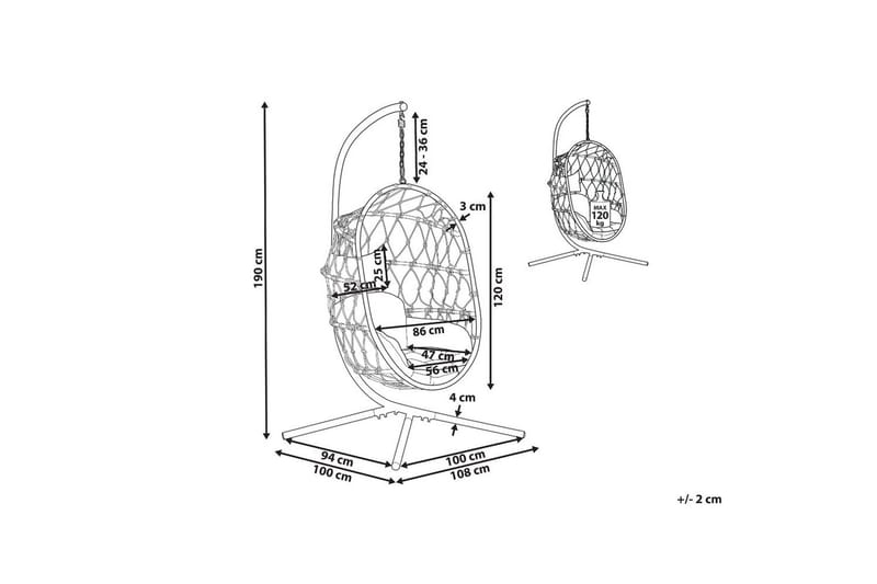 Hängstol Adria - Vit, Grå - Utemöbler & utemiljö - Utestol & trädgårdsstol - Hängfåtölj & hängstol utomhus