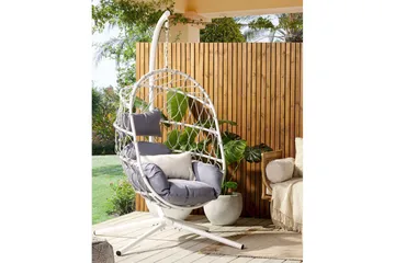 Hängstol Adria - Vit, Grå - Utemöbler & utemiljö - Utestol & trädgårdsstol - Hängfåtölj & hängstol utomhus