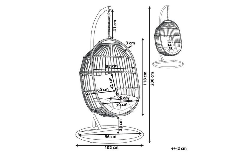 Hängstol Alba - Vit, Grå - Utemöbler & utemiljö - Utestol & trädgårdsstol - Hängfåtölj & hängstol utomhus