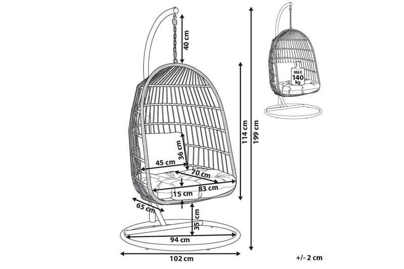 Hängstol Allera - Vit, Grå - Utemöbler & utemiljö - Utestol & trädgårdsstol - Hängfåtölj & hängstol utomhus