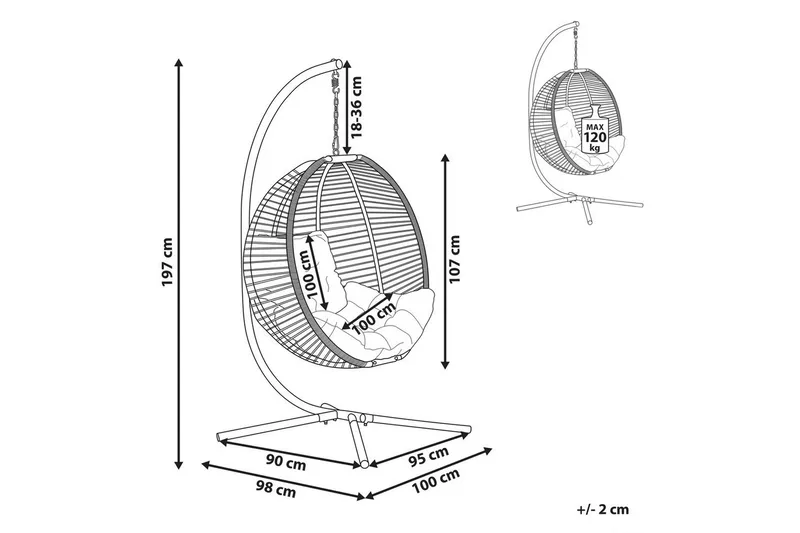 Hängstol Arco - Beige, vit - Utemöbler & utemiljö - Utestol & trädgårdsstol - Hängfåtölj & hängstol utomhus