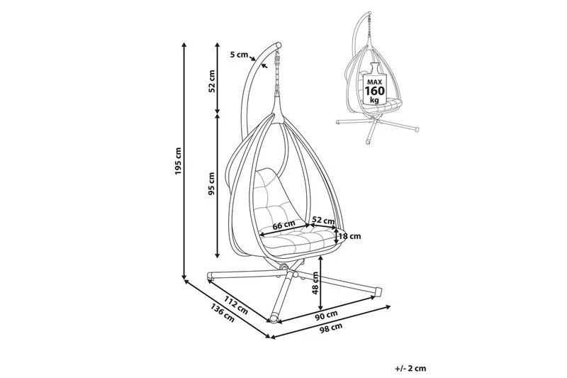 Hängstol Avegno - Mörkgrå - Utemöbler & utemiljö - Utestol & trädgårdsstol - Hängfåtölj & hängstol utomhus