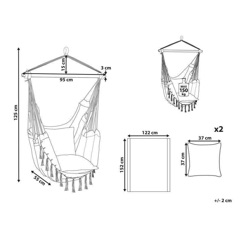 Hängstol utomhus Bonea Bomull - Rosa - Utemöbler & utemiljö - Utestol & trädgårdsstol - Hängfåtölj & hängstol utomhus
