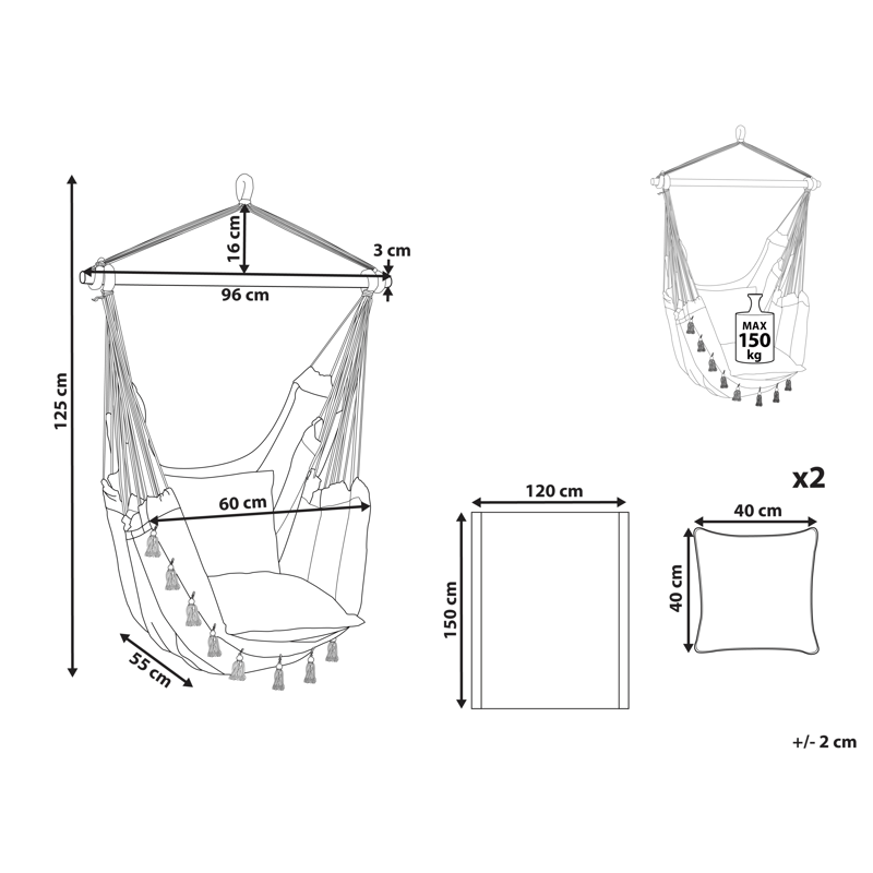 Hängstol utomhus Varena Bomull - Beige/Blå - Utemöbler & utemiljö - Utestol & trädgårdsstol - Hängfåtölj & hängstol utomhus