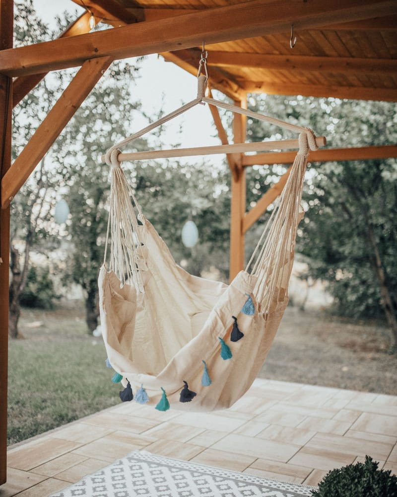 Hängstol utomhus Varena Bomull - Beige/Blå - Utemöbler & utemiljö - Utestol & trädgårdsstol - Hängfåtölj & hängstol utomhus