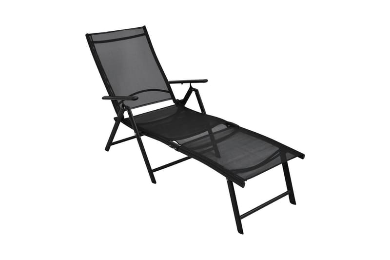 Hopfällbar solsäng aluminium svart - Solsäng & solvagn