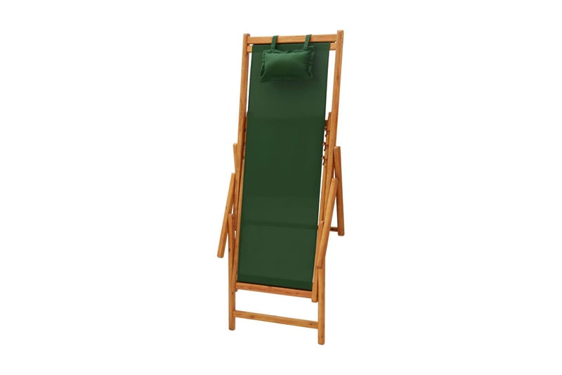 Hopfällbar strandstol massivt eukalyptusträ och tyg grön - Grön - Solstol