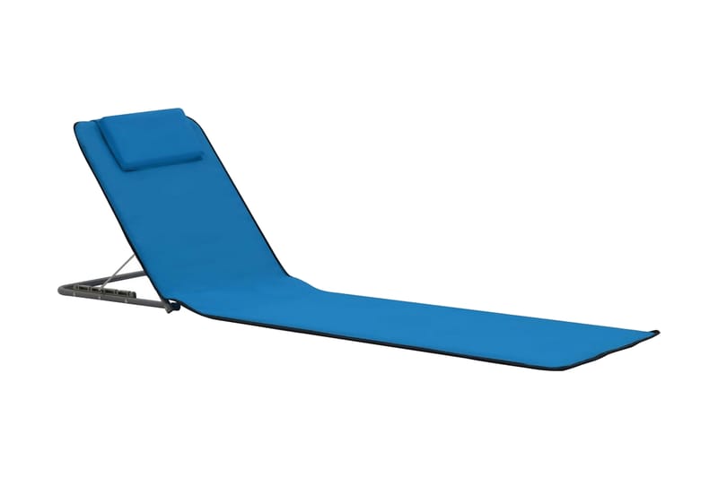 Hopfällbara strandmattor 2 st stål och tyg blå - Blå - Solsäng & solvagn