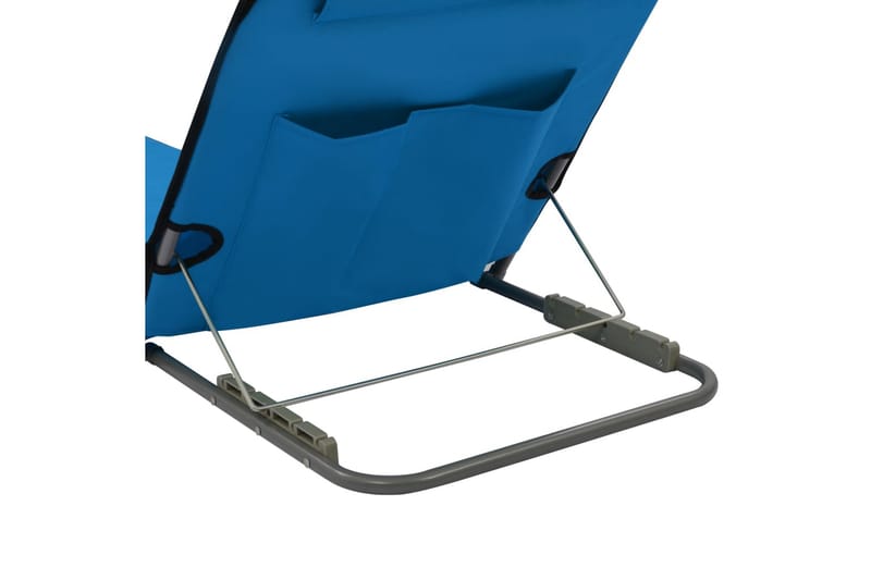 Hopfällbara strandmattor 2 st stål och tyg blå - Blå - Solsäng & solvagn