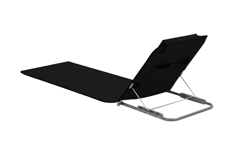 Hopfällbara strandmattor 2 st stål och tyg svart - Svart - Solstol