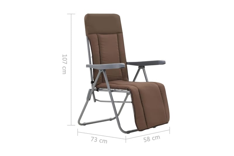Hopfällbara trädgårdsstolar 2 st med dyna brun - Brun - Positionsstol
