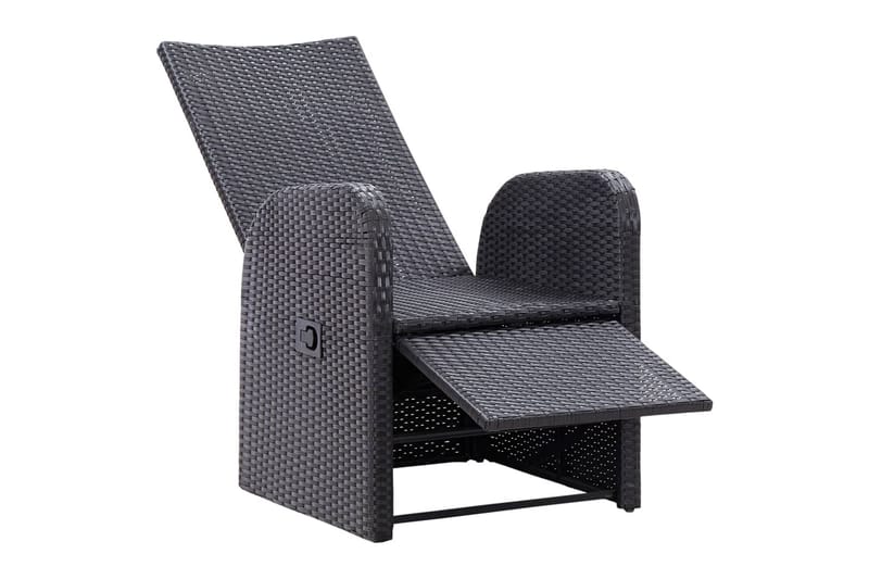Justerbar trädgårdsstol med dyna konstrotting svart - Svart - Positionsstol