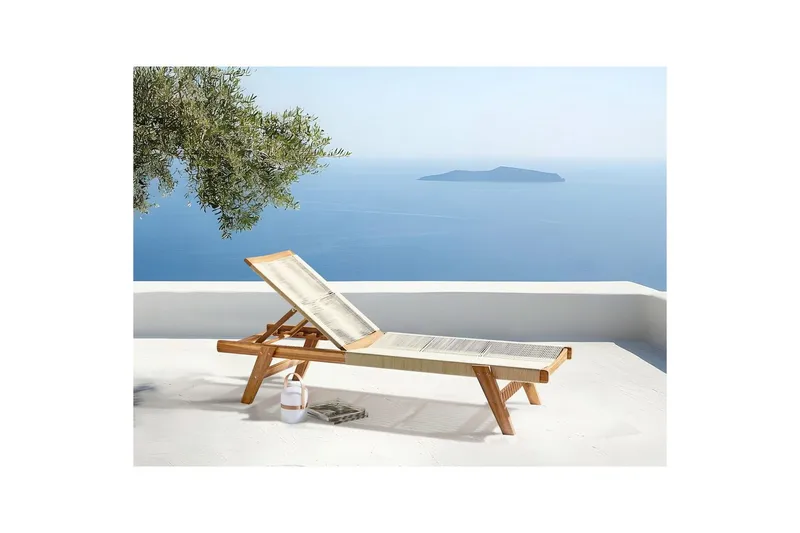 Loungestol Prossedi Beige/ljust trä - Beige/ljust trä - Utemöbler & utemiljö - Utestol & trädgårdsstol - Solsäng & solvagn