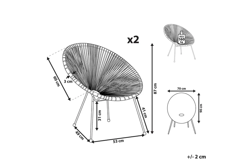 Maniwaki Utefåtölj - Grå/Svart - Utemöbler & utemiljö - Utestol & trädgårdsstol - Utefåtölj & loungefåtölj
