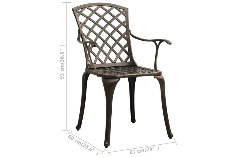 Caféstolar 2 st gjuten aluminium brons - Brun - Balkongstol - Matstol & karmstol utomhus
