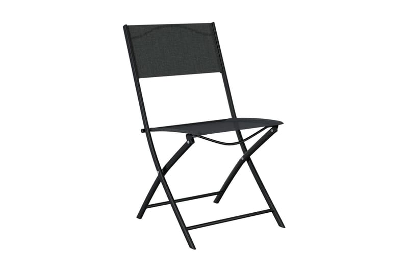 Hopfällbara trädgårdsstolar 2 st svart stål och textilen - Svart - Balkongstol - Matstol & karmstol utomhus