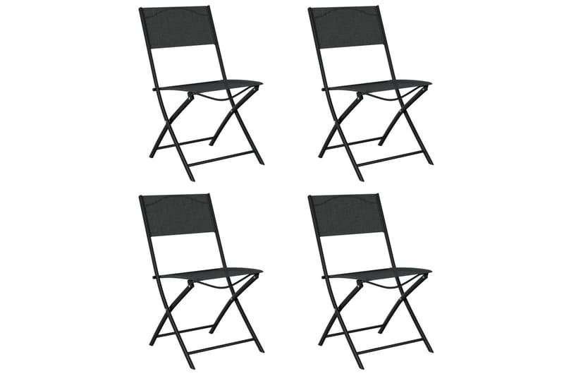 Hopfällbara trädgårdsstolar 4 st svart stål och textilen - Svart - Balkongstol - Matstol & karmstol utomhus