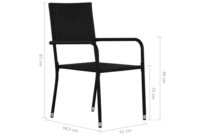 Matstol för trädgård 2 st konstrotting svart - Svart - Balkongstol - Matstol & karmstol utomhus