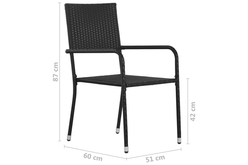 Matstol för trädgård 6 st konstrotting svart - Svart - Balkongstol - Matstol & karmstol utomhus