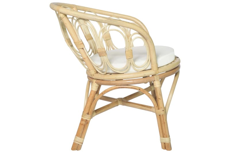Matstol med dyna naturlig rotting och linne - Vit - Balkongstol - Matstol & karmstol utomhus