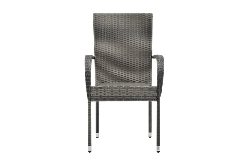 Stapelbara trädgårdsstolar 2 st grå konstrotting - Grå - Balkongstol - Matstol & karmstol utomhus