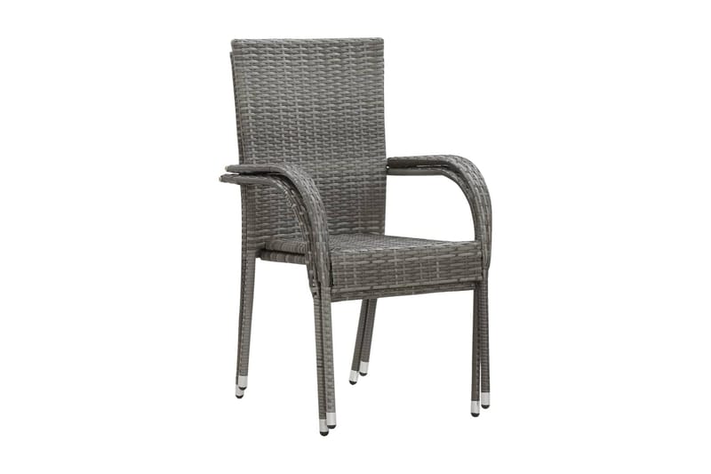 Stapelbara trädgårdsstolar 2 st grå konstrotting - Grå - Balkongstol - Matstol & karmstol utomhus