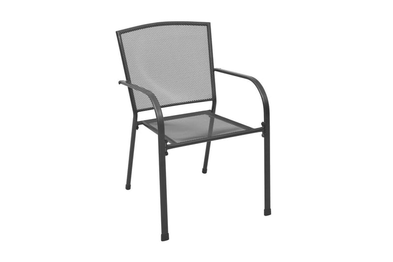 Stapelbara trädgårdsstolar 2 st stål grå - Grå - Balkongstol - Matstol & karmstol utomhus