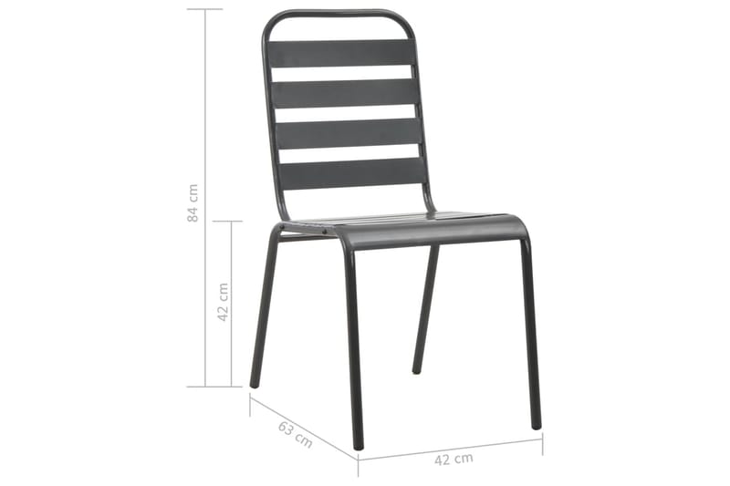 Stapelbara trädgårdsstolar 2 st stål grå - Grå - Balkongstol - Matstol & karmstol utomhus