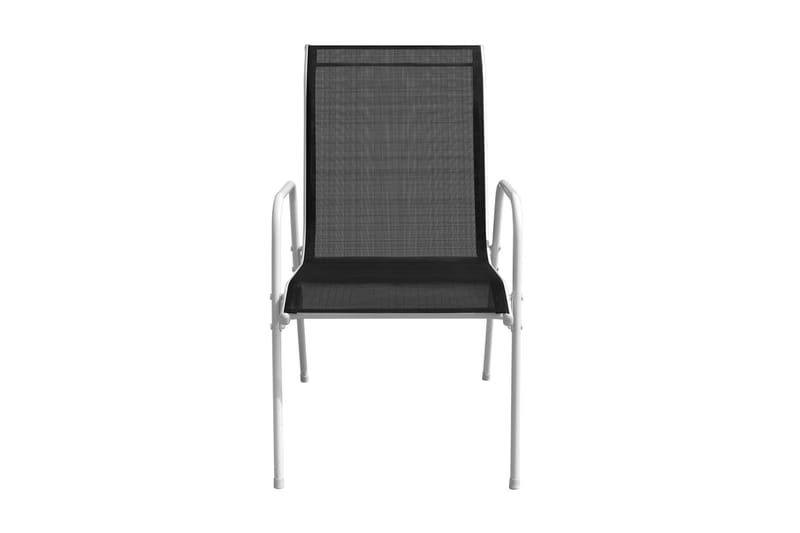 Stapelbara trädgårdsstolar 2 st stål och textilen svart - Vit - Balkongstol - Matstol & karmstol utomhus