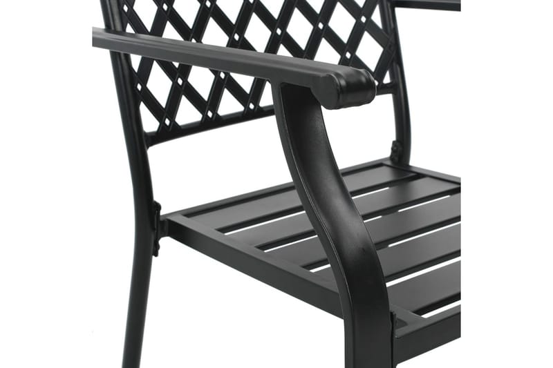 Stapelbara trädgårdsstolar 2 st stål svart - Svart - Balkongstol - Matstol & karmstol utomhus
