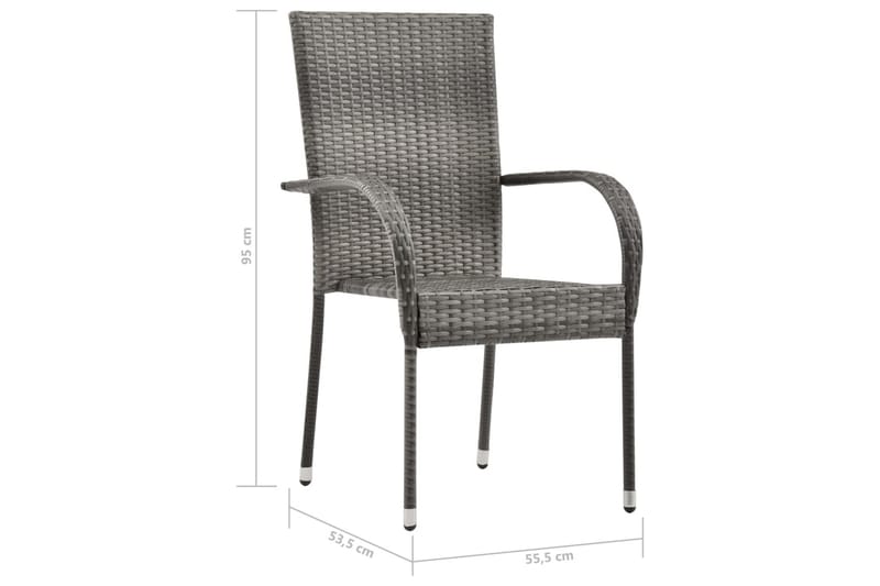 Stapelbara trädgårdsstolar 4 st grå konstrotting - Grå - Balkongstol - Matstol & karmstol utomhus